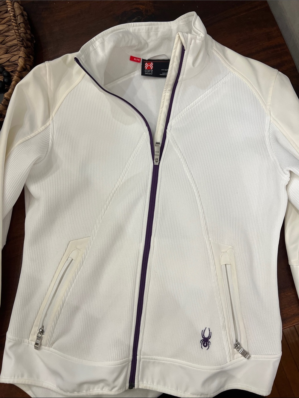 Spyder Women’s White Full-Zip Jacket with Purple Trim
